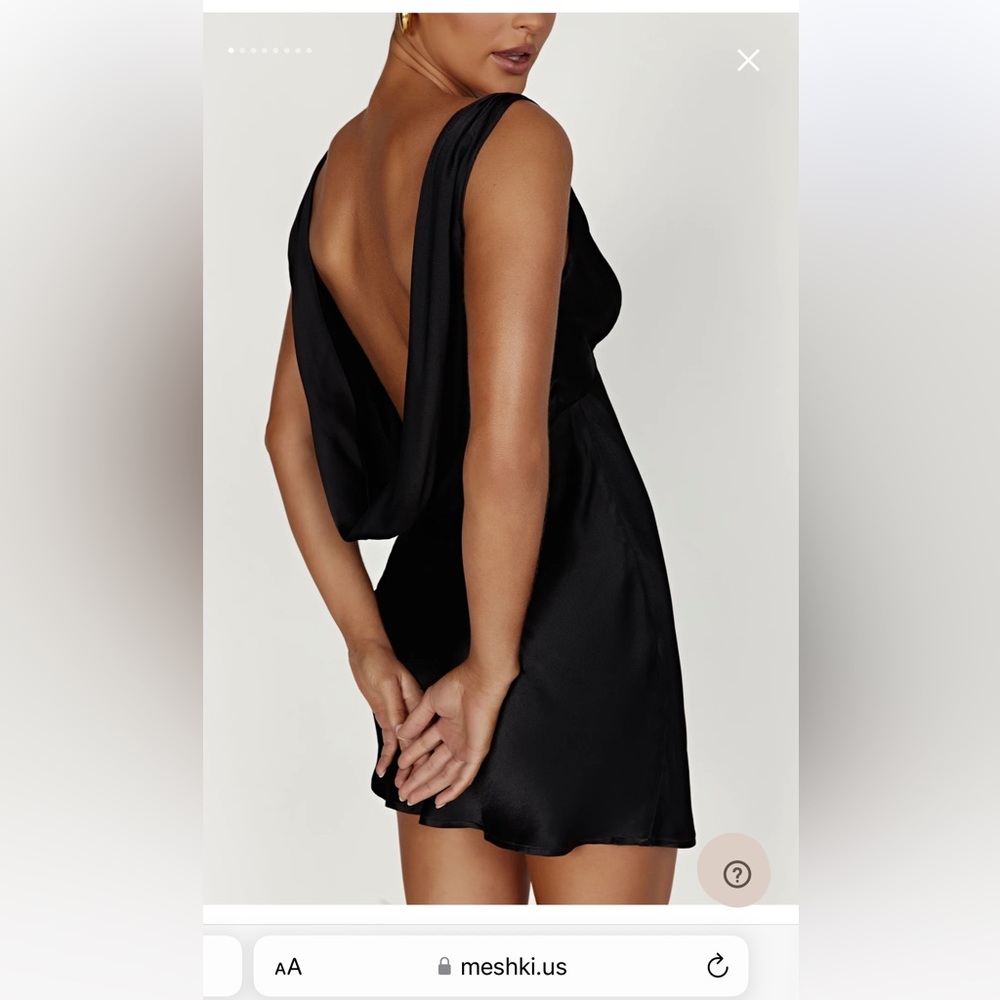 Meshki NADIA Satin Mini Dress With Cowl Back - Black